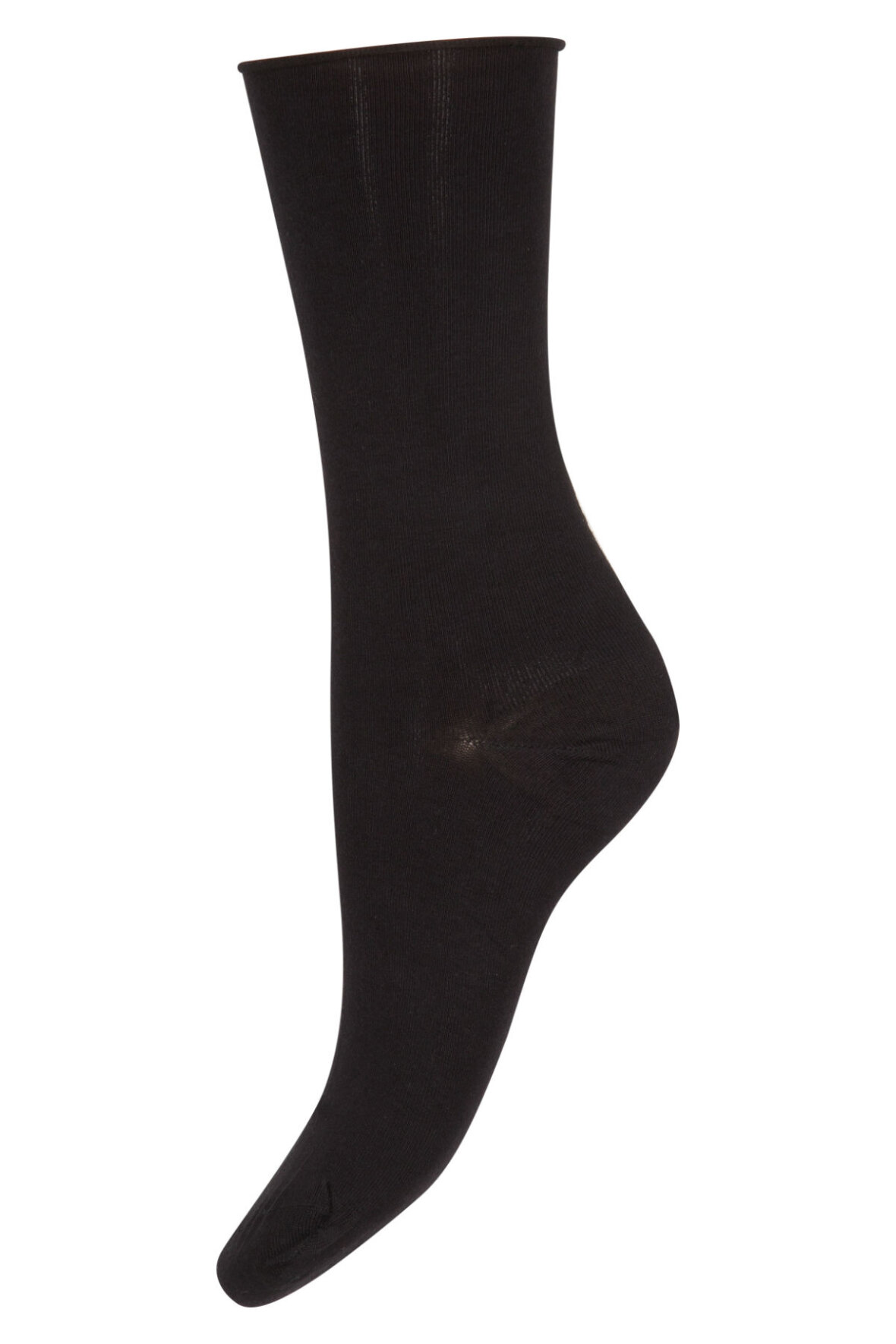 Finstrikket Ankle Socks - sorte - dame - Hos Lohse