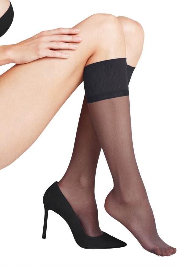 Falke - Seidenglatt 15 Denier - Knee-high Socks - knæstrømpe - Sort