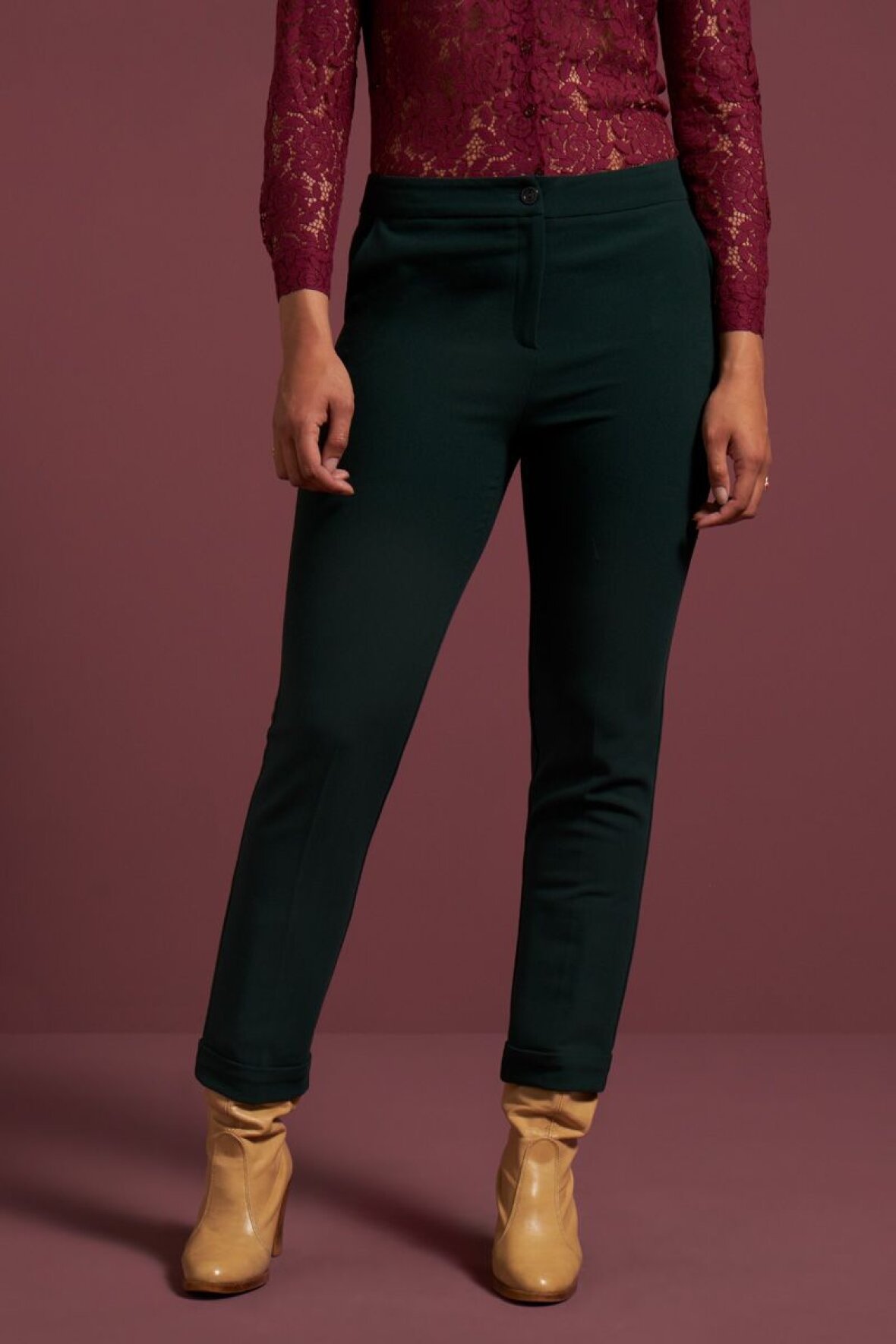 King Louie Fintan Woven Crepe Trousers in Pine Green main image 1