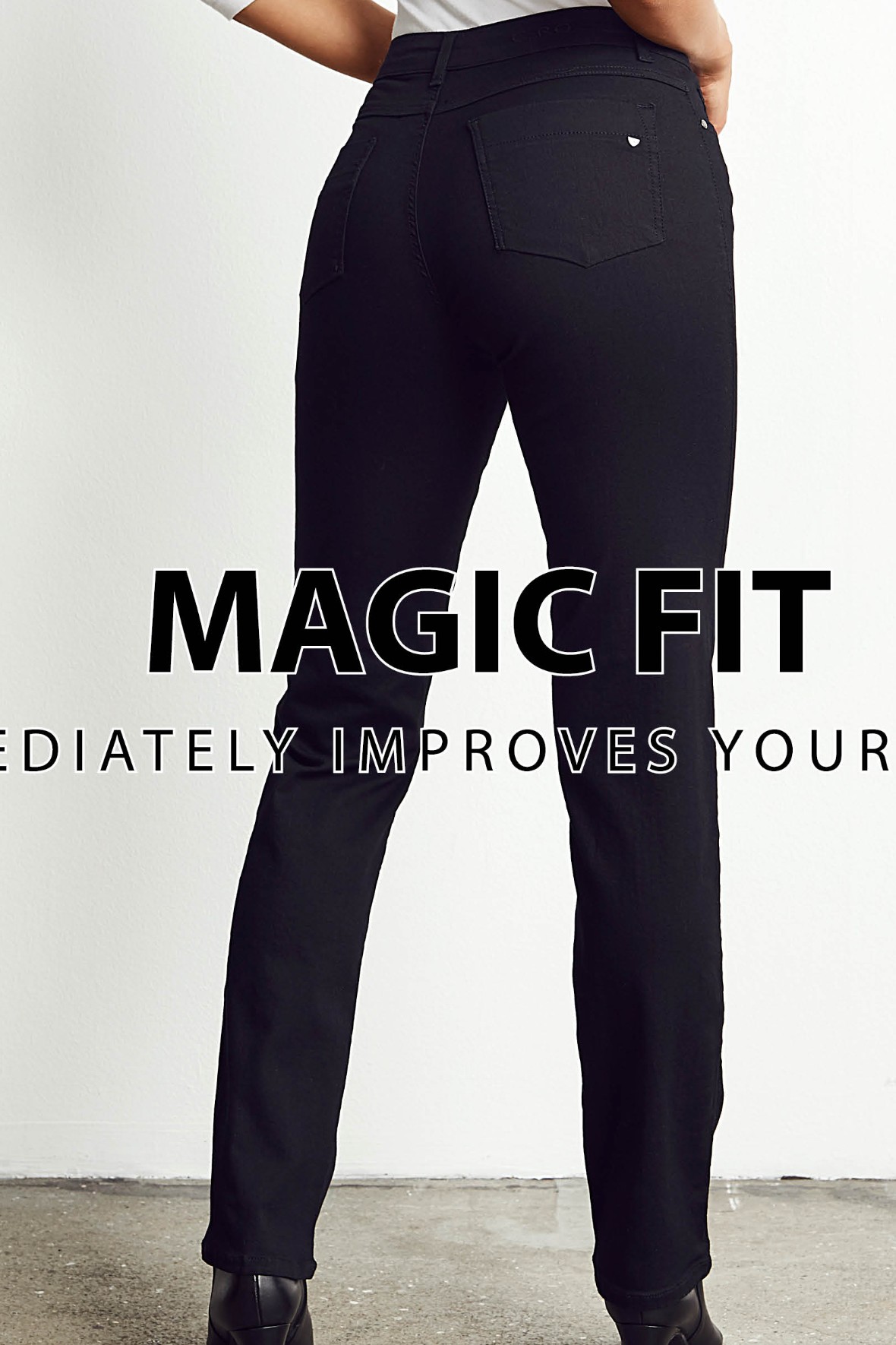 magic fit regular jeans i sort med støtte til - Hos Lohse