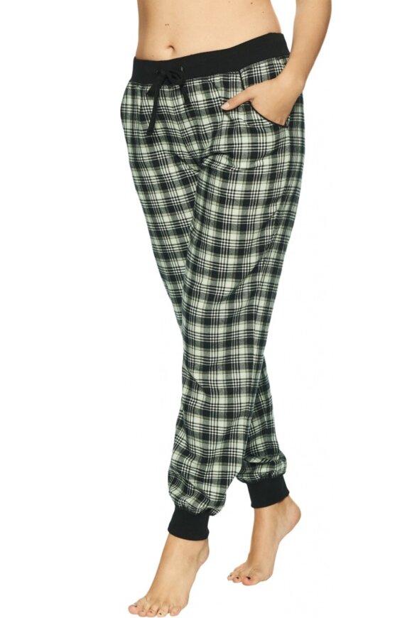 Lady Avenue pyjamas bukser i sort grøn ternet mønster - damer - Lohse