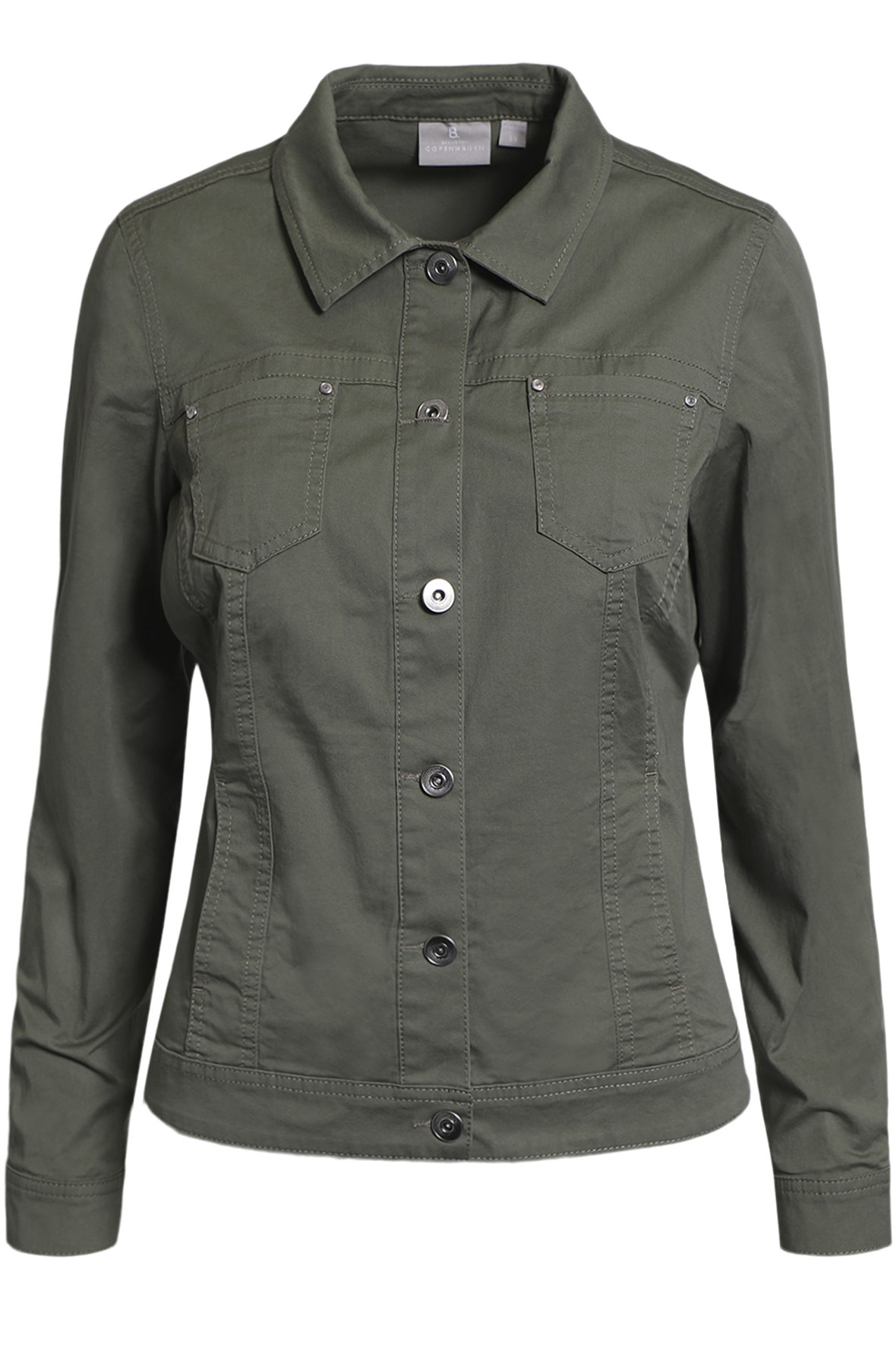 Brandtex kort jakke med denim look khaki til - Hos Lohse