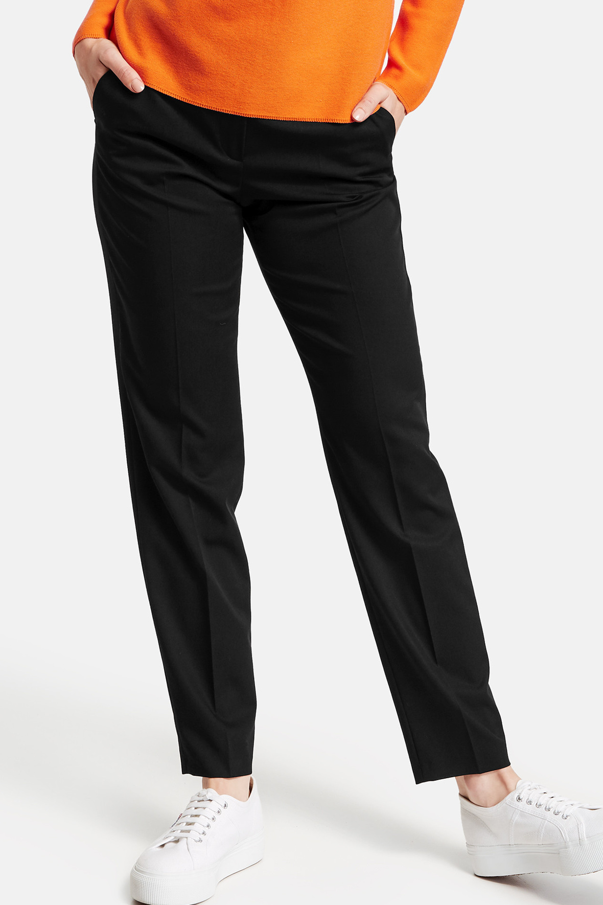 sorte bukser med pressefolder moderne snit - damer - Hos Lohse