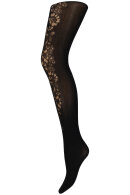 Hype the Detail - Tights Front Lace 50D - Blomster i Front - Sort
