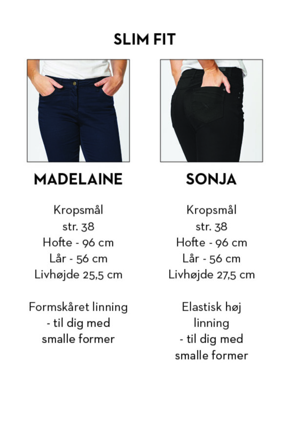mangel plisseret Asser Brandtex Sonja jeans - elastisk linning og stræk - ensfarvet blå - Hos Lohse