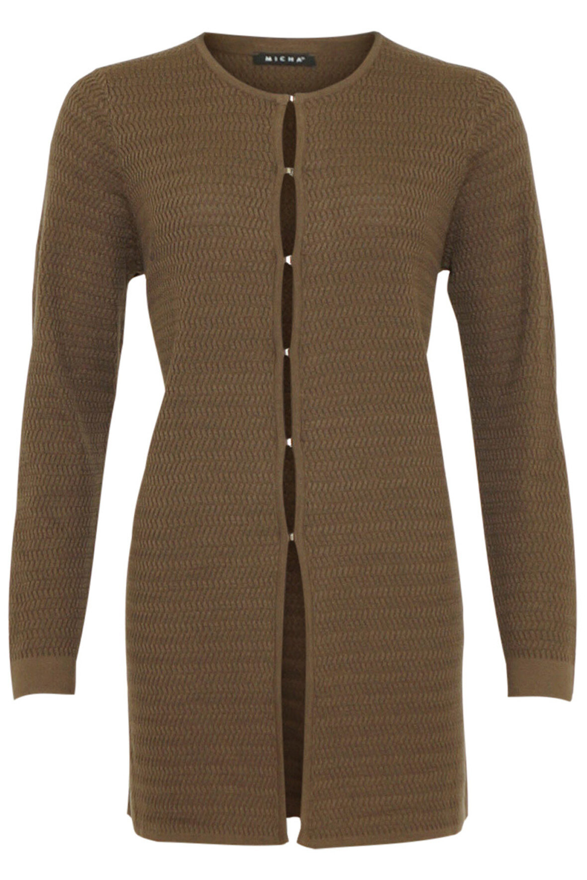 solopgang identifikation favor Micha lang løs strik cardigan - olivenfarvet - til damer - Hos Lohse