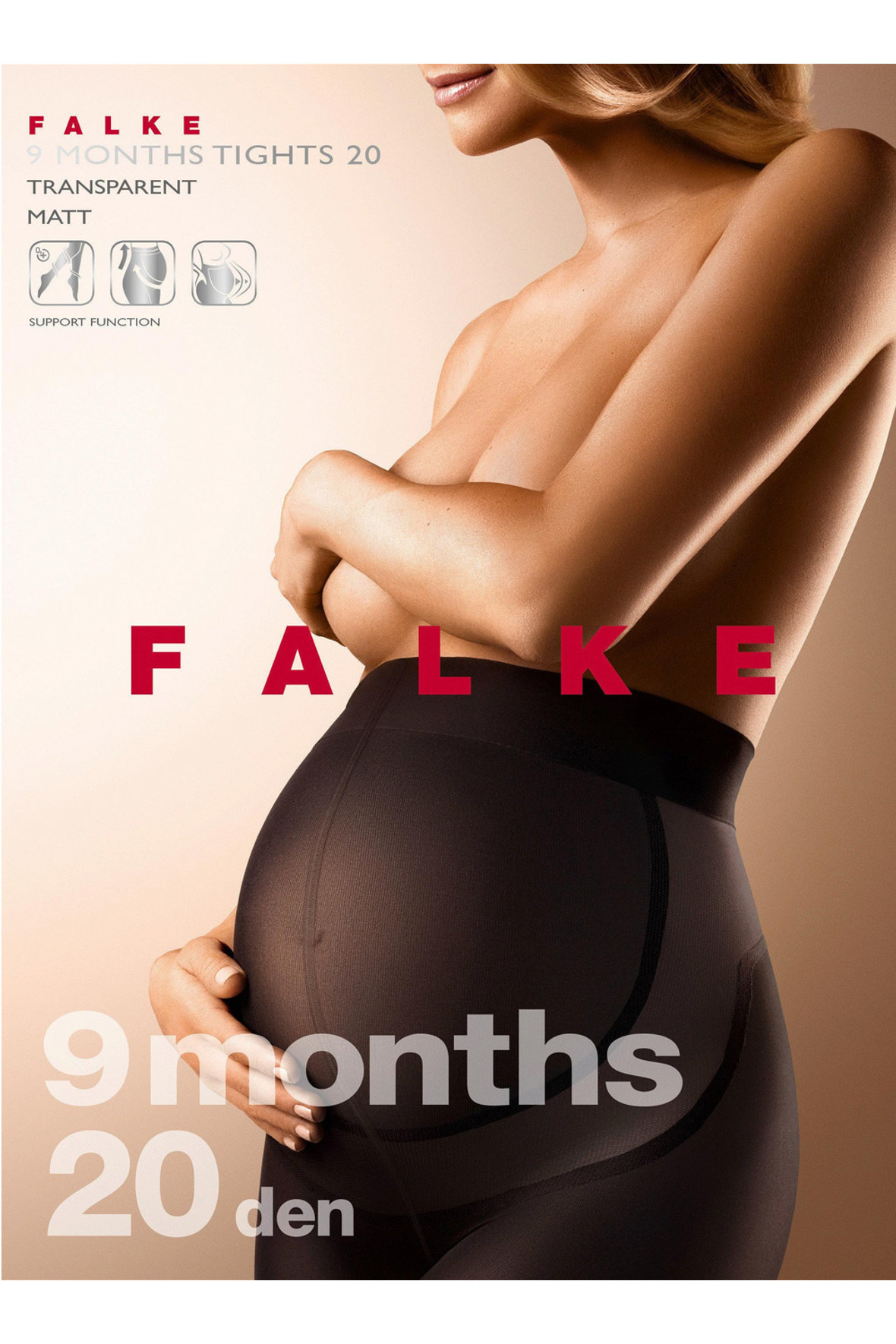 Glamour hypotese kæmpe stor Falke 9 months 20D - graviditets strømpebukser sorte - holdbare - Hos Lohse