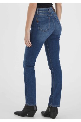 Pulz - Sandra - High Waist & Straight leg - Medium Blue Denim