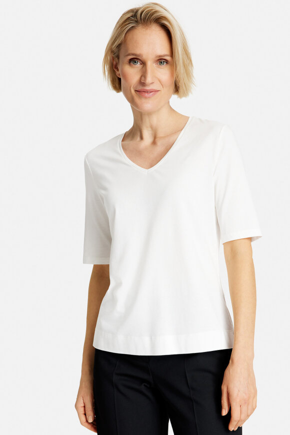 Gerry Weber - T-shirt - V Hals - Halve Ærmer - Off White