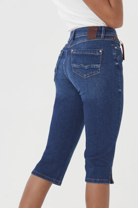 Pulz - Pz-Emma Capri - High Waist - Straight Leg - Mørk Denim