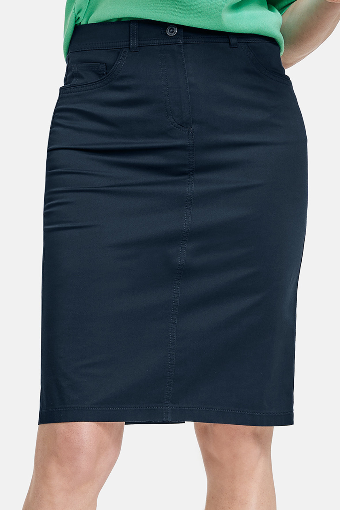 Gerry Weber sommer nederdel med stræk - farver - mørkeblå - Hos Lohse
