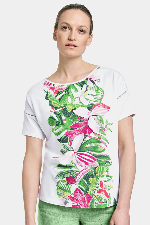 Gerry Weber - Løs T-shirt - Multiprint - Hvid