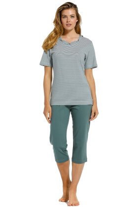 PASTUNETTE - Capri Pyjamas - Grøn Stribet PASTUNETTE - Capri Pyjamas - Grøn Stribet