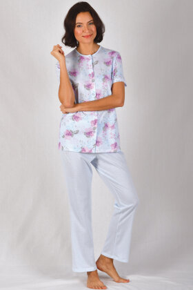 NATURANA - Pyjamas Flora Print - To Delt - Lyseblå NATURANA - Pyjamas Flora Print - To Delt - Lyseblå