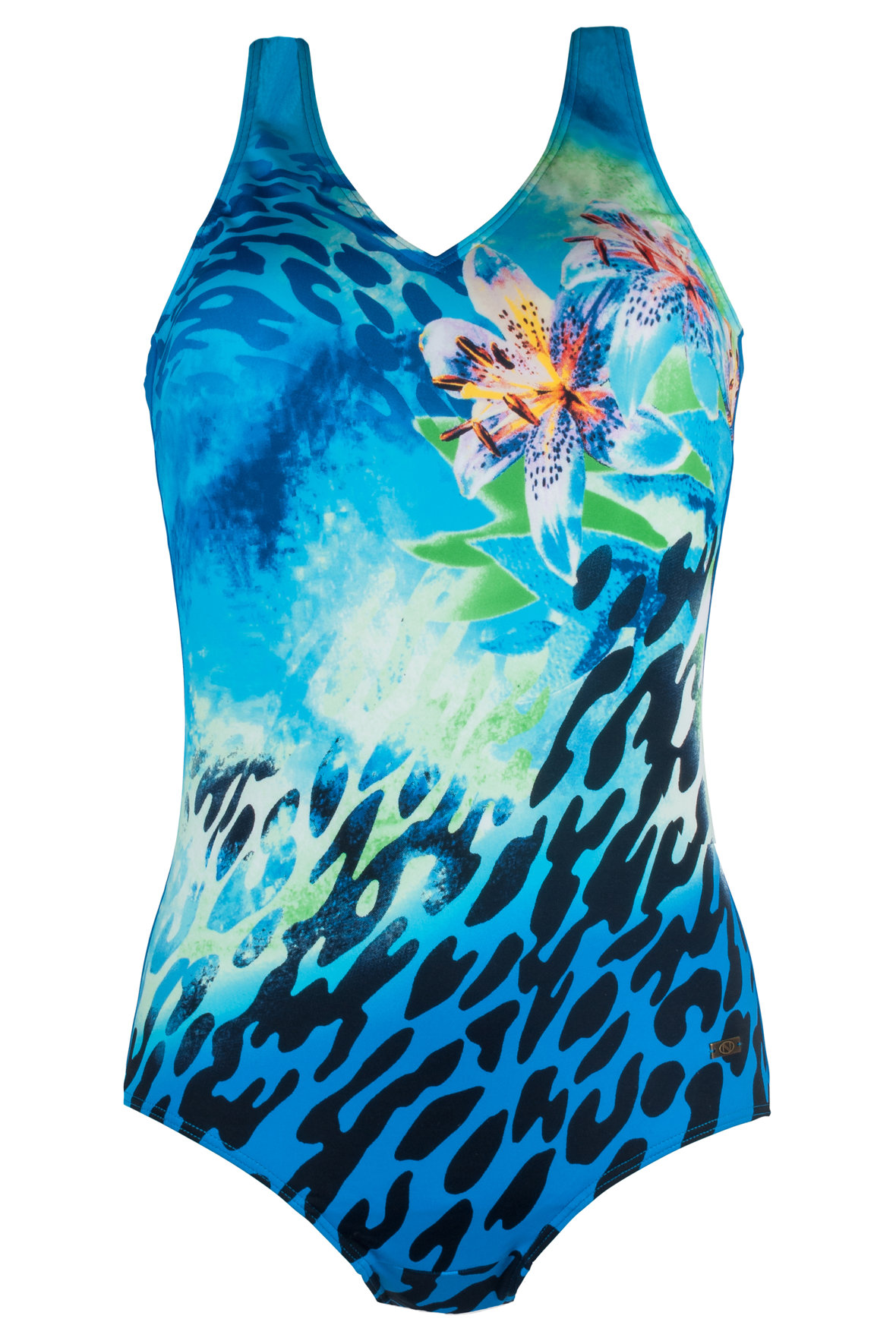 Naturana badedragt body - frisk sporty - print blå Hos Lohse