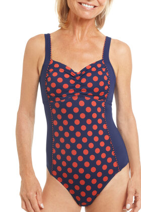 Amoena - Alabama Half Bodice - Polka Prikket - Badedragt - Mørkeblå