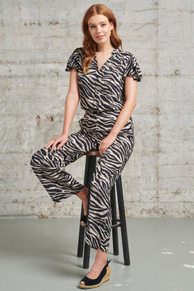 SMASHED LEMON - Zebra Print Bukser 7/8 del - Sort