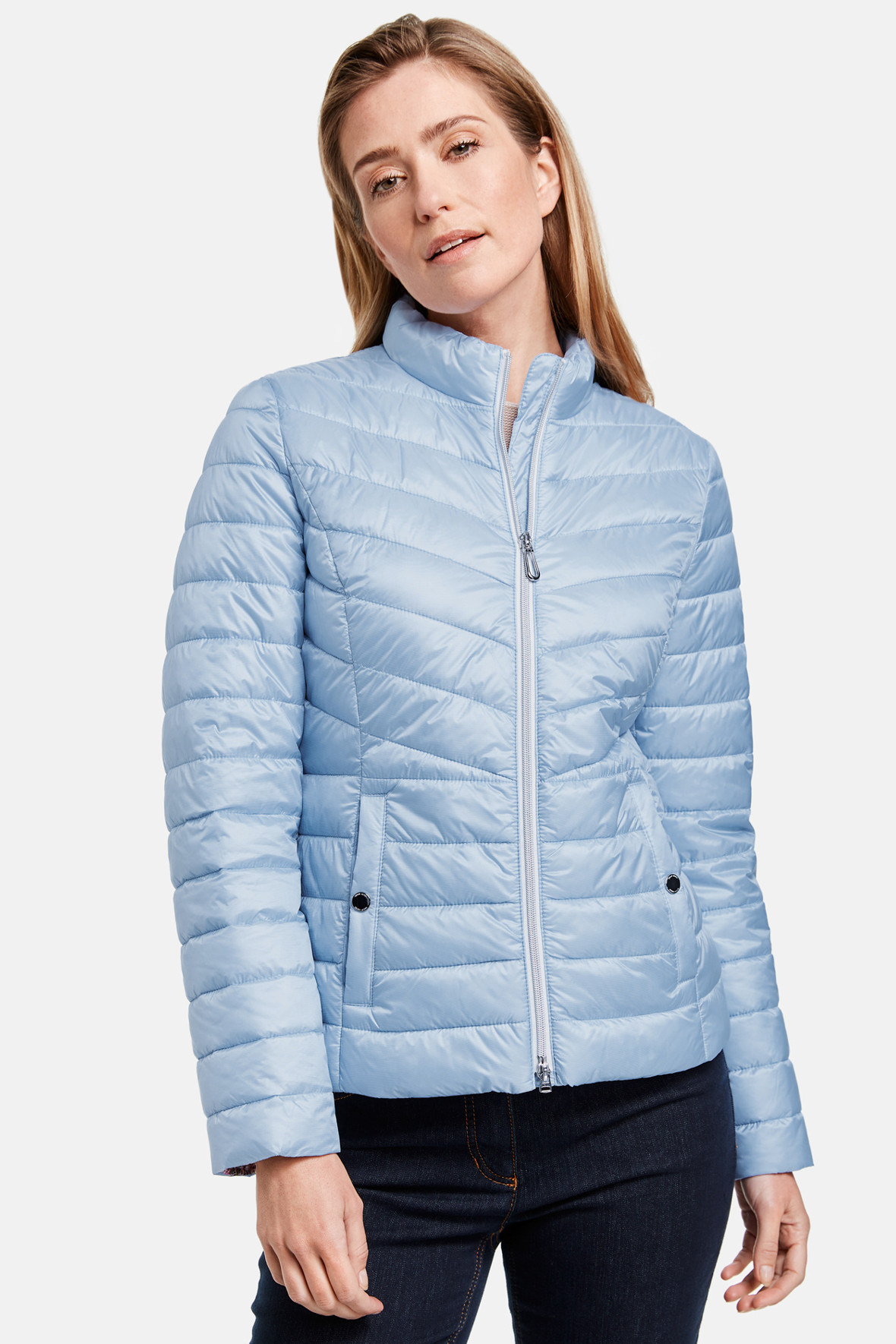 Gerry Weber quiltet sporty jakke i lyseblå til damer - udvalg Hos Lohse