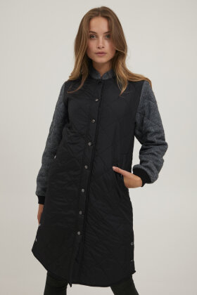 PULZ - Pz-Elina Jacket - Lang Overgangs Frakke - Sort PULZ - Pz-Elina Jacket - Lang Overgangs Frakke - Sort