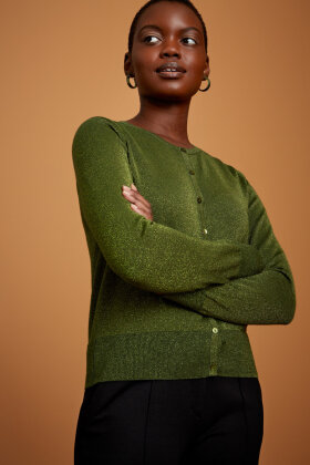 KING LOUIE - Cardi Roundneck Organic Lapis - Grøn KING LOUIE - Cardi Roundneck Organic Lapis - Grøn