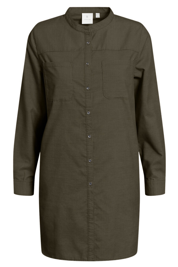 B. COASTLINE - Long Shirt - Mini Fløjl - Normal Fit - Mørkegrøn