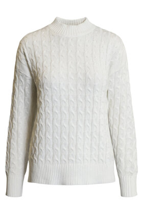 B. COASTLINE - Kabel Strikbluse - Klassisk - Off White B. COASTLINE - Kabel Strikbluse - Klassisk - Off White