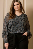 Zhenzi - Lulah 455 - Chiffon Bluse - Flora Print - Sort Zhenzi - Lulah 455 - Chiffon Bluse - Flora Print - Sort
