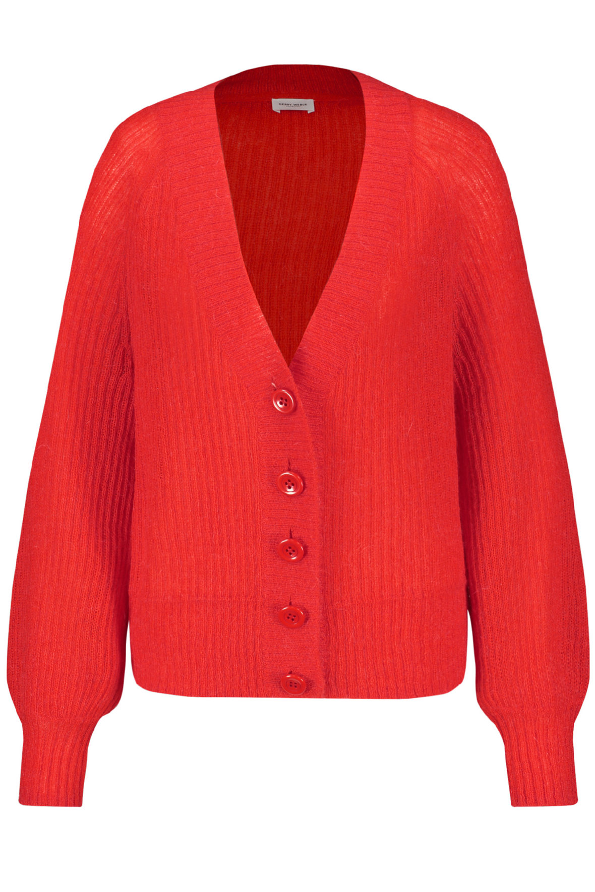 Gerry Weber rød cardigan med v-hals - kvalitet- DAME - Hos Lohse