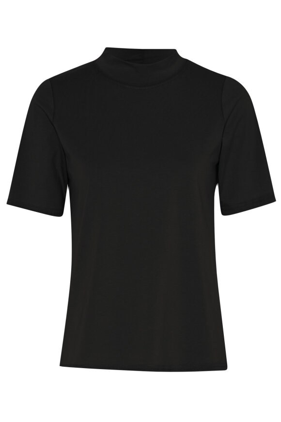 Micha - Kortærmet Turtleneck Basis T-shirt - Sort