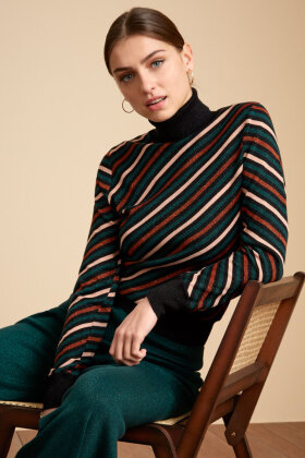 KING LOUIE - Rollneck Top Cabana Stripe - Stribet Bluse - Sort KING LOUIE - Rollneck Top Cabana Stripe - Stribet Bluse - Sort