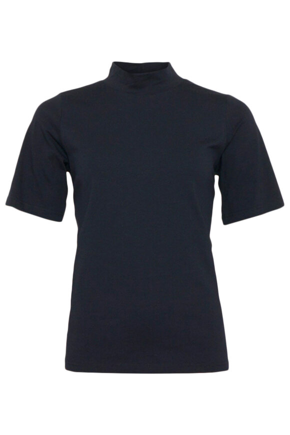 Micha - Kortærmet Turtleneck Basis T-shirt - Mørkeblå