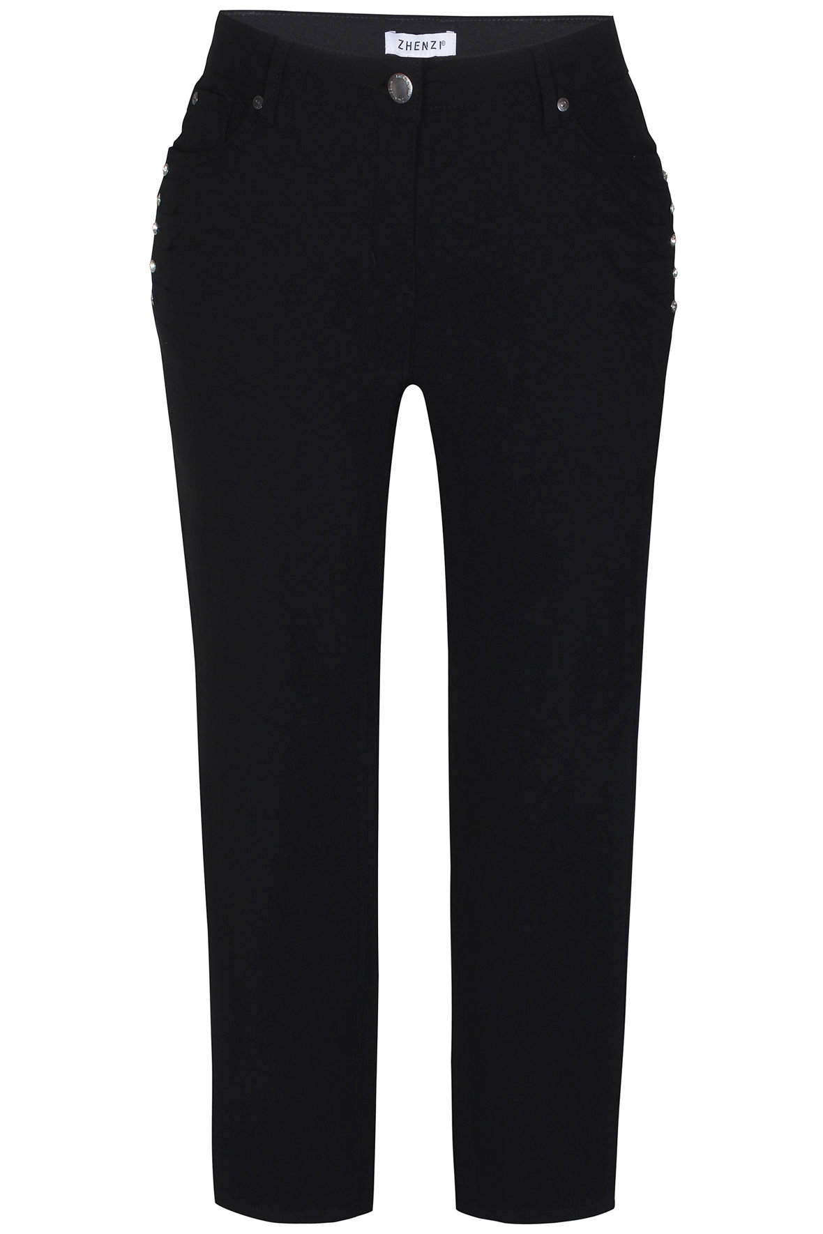 Zhenzi Salsa 130 sorte stræk bukser jeans snit til PLUS PIGER Hos Lohse