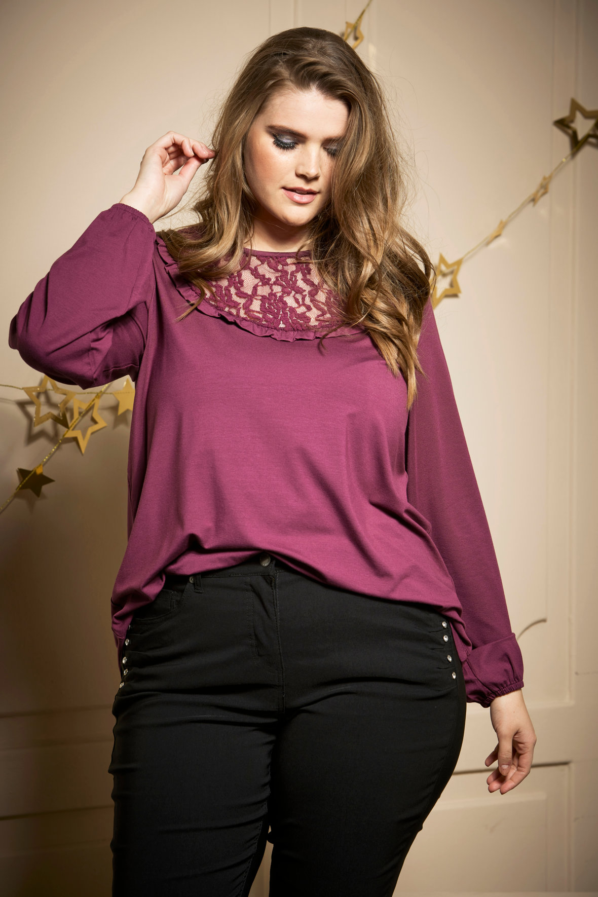 Zhenzi Salsa 130 sorte stræk bukser jeans snit til PLUS PIGER Hos Lohse