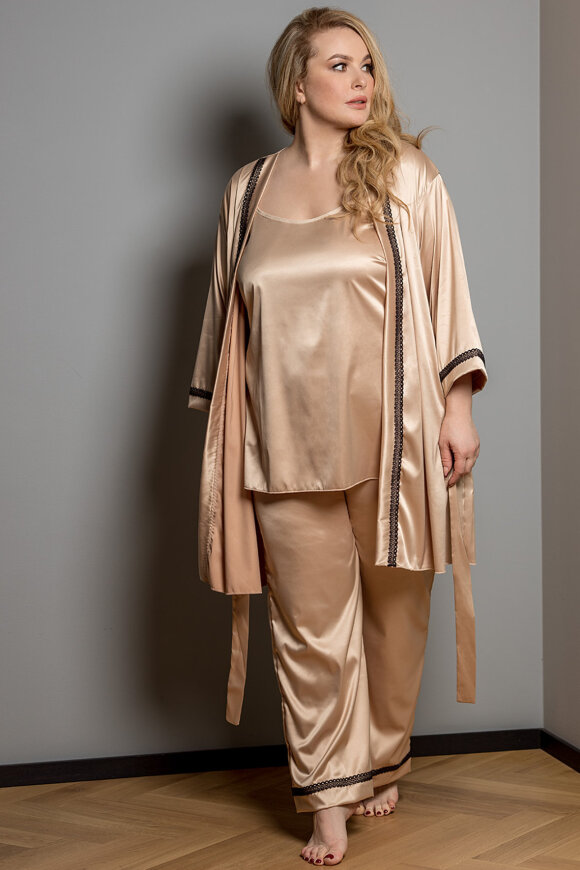 Plaisir - Boudoir Satin Kimono - Sand