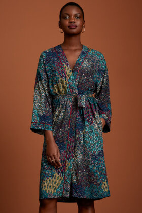 KING LOUIE - Kimono Dozy - Print Kåbe - Blå KING LOUIE - Kimono Dozy - Print Kåbe - Blå
