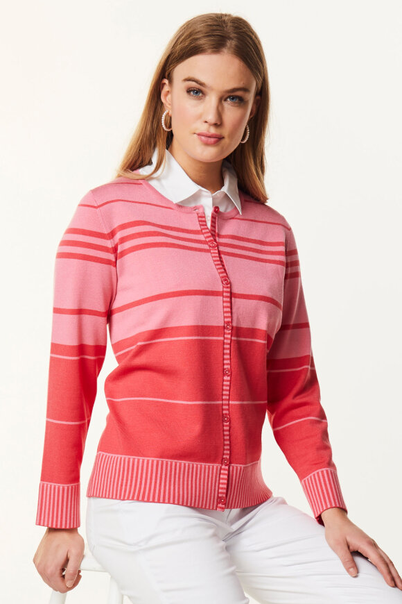 Micha - Stribet Cardigan - Pink