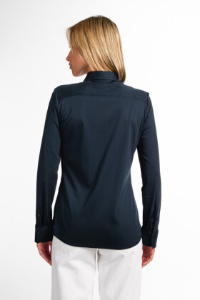 ETERNA - Klassisk Jersey Skjorte - Fitted - Mørkeblå