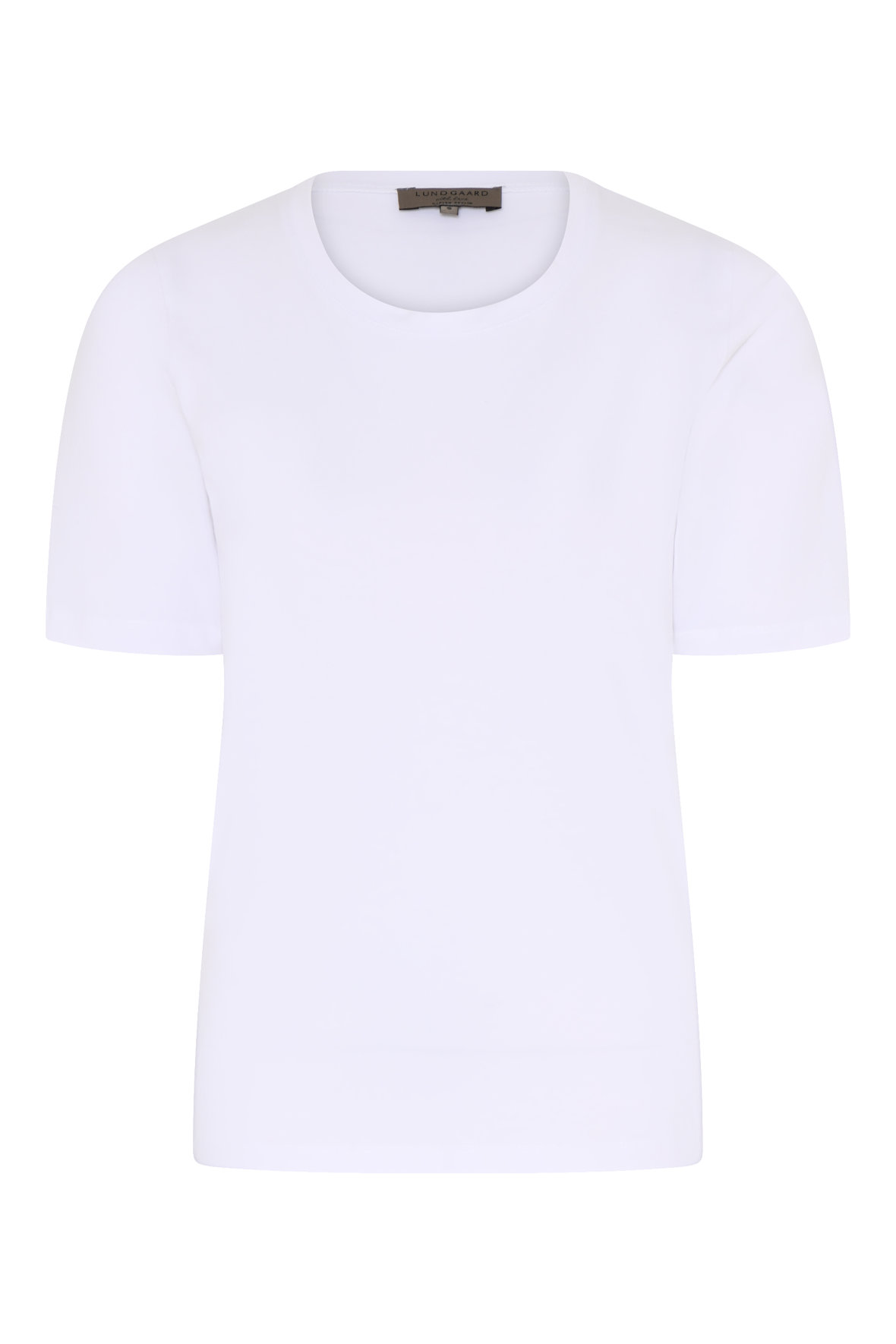 overraskelse blive imponeret fire gange Lundgaard T-shirt basis i flere farver - her i hvid til kvinder - Hos Lohse