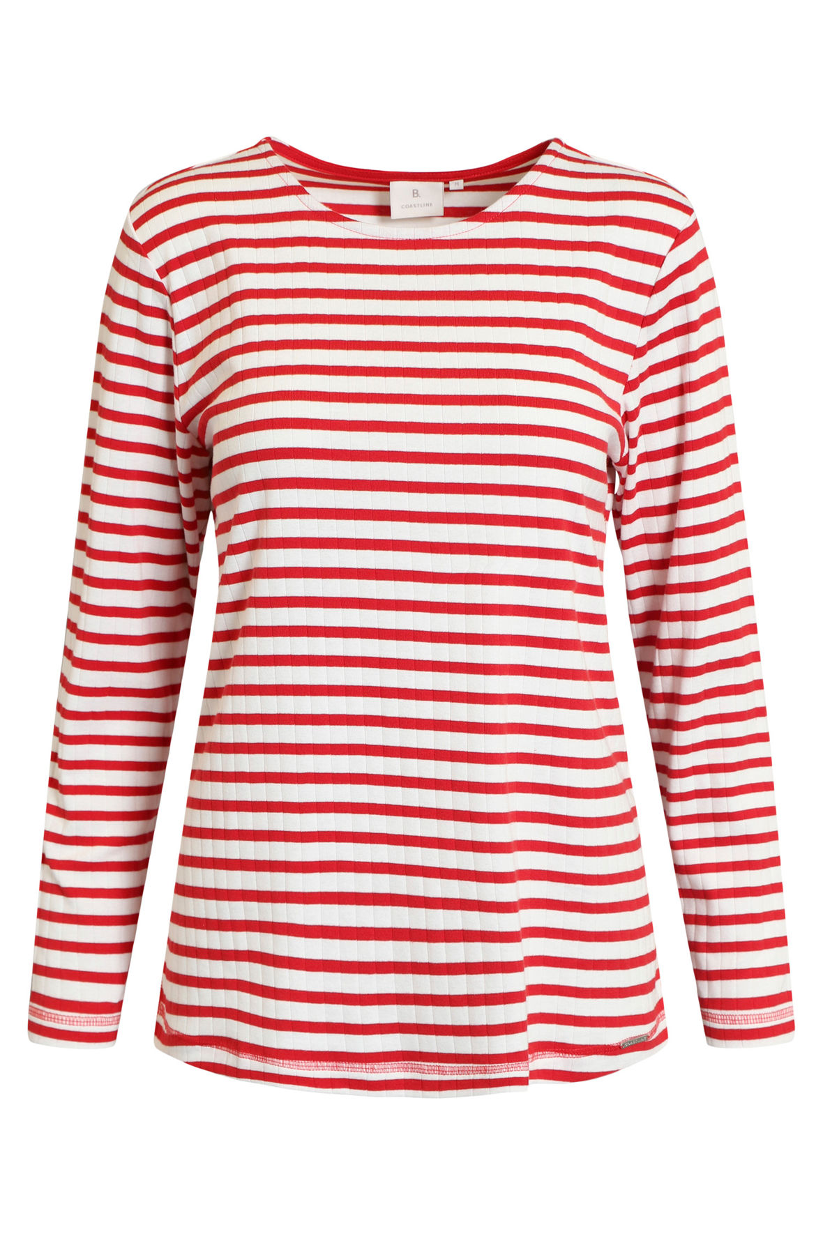 B. Coastline stribet casual t-shirt i rød og off white - Hos Lohse