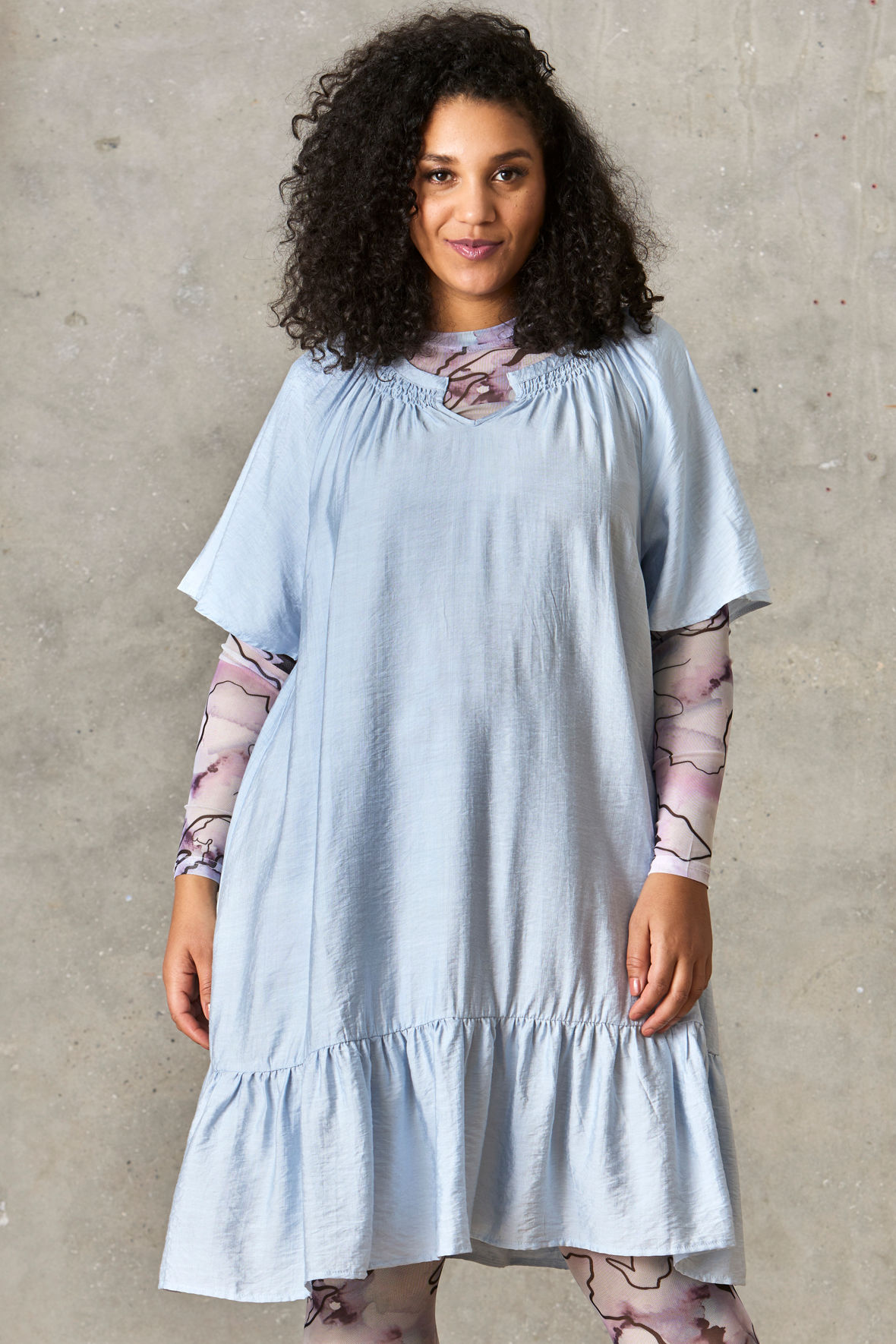 at klemme Morse kode blive irriteret Zhenzi Evelyn lyseblå kjole casual med læg til plus size kvinder - Hos Lohse