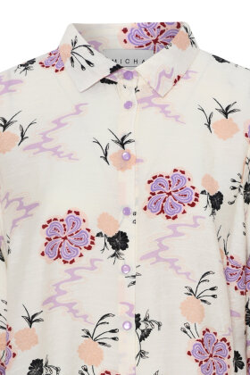 MICHA - Big Shirt Kjole - Grafisk Blomster Print - Lilla