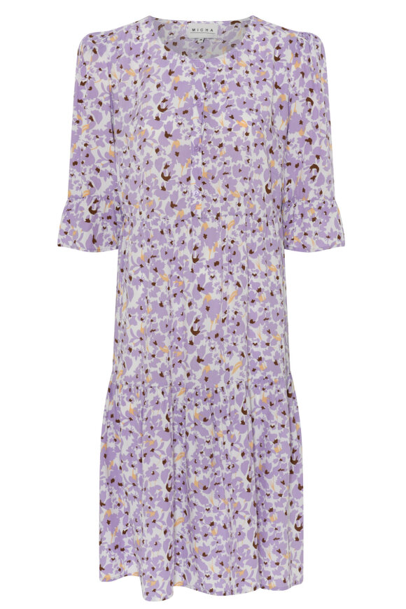æstetisk Canberra tilfældig Micha kjole med frisk sommer print i let viskose - lilla blomstret - Hos  Lohse