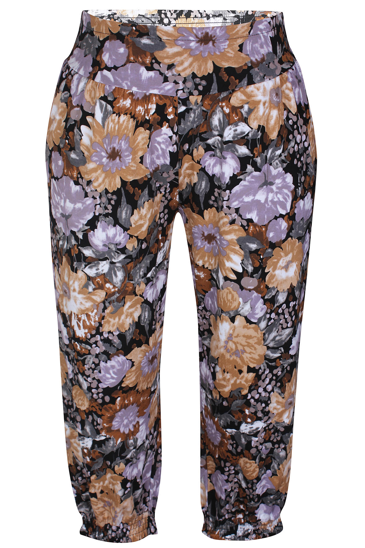 shabby Ydeevne indgang Zhenzi Karel jersey sommer bukser med flora print til plus kvinder - Hos  Lohse