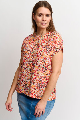 BRANDTEX - Skjorte Bluse - Blomstret Print - Orange