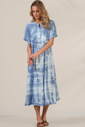 PREPAIR - Anna Dress - Batik Farvet Lang Kjole - Blå