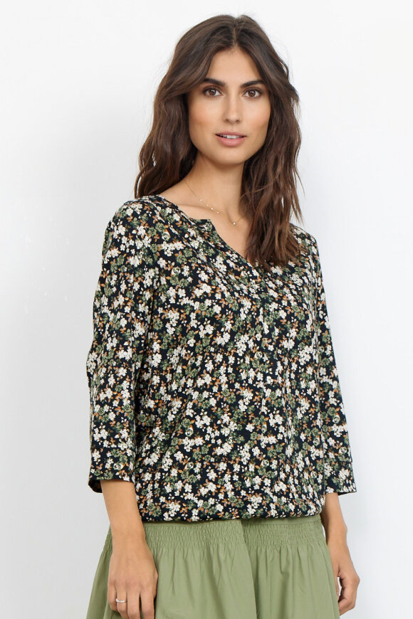 SoyaConcept - Sc-Felicity AOP 376 - Print T-shirt - Army Grøn