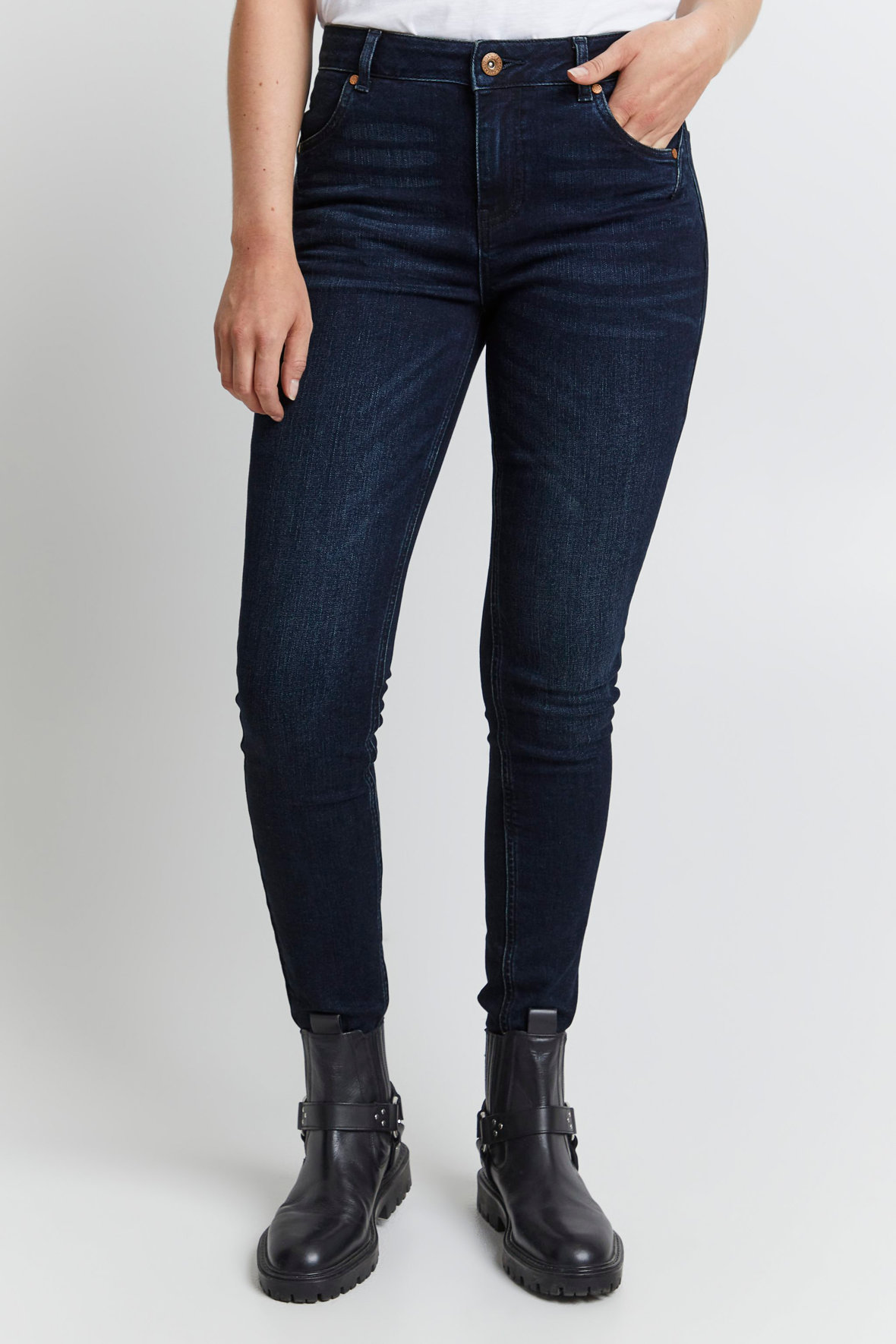 Pulz Jeans pzEmma high waist skinny i mørk KVINDE - Hos