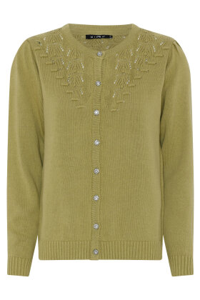 MICHA - Feminin Cotton Knit - Smuk Strik Cardigan - Grøn