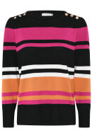 Micha - Stribet Strikbluse - Sort