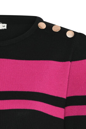 Micha - Stribet Strikbluse - Sort